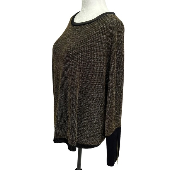 Frank Lyman Gold Metallic Batwing Top Zipper Cuffs Size S/M - Picture 5 of 11